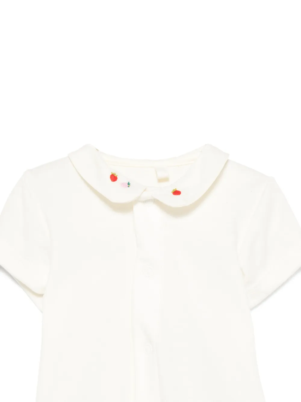  Petit Bateau Collared Strawberry Bodysuit - White 