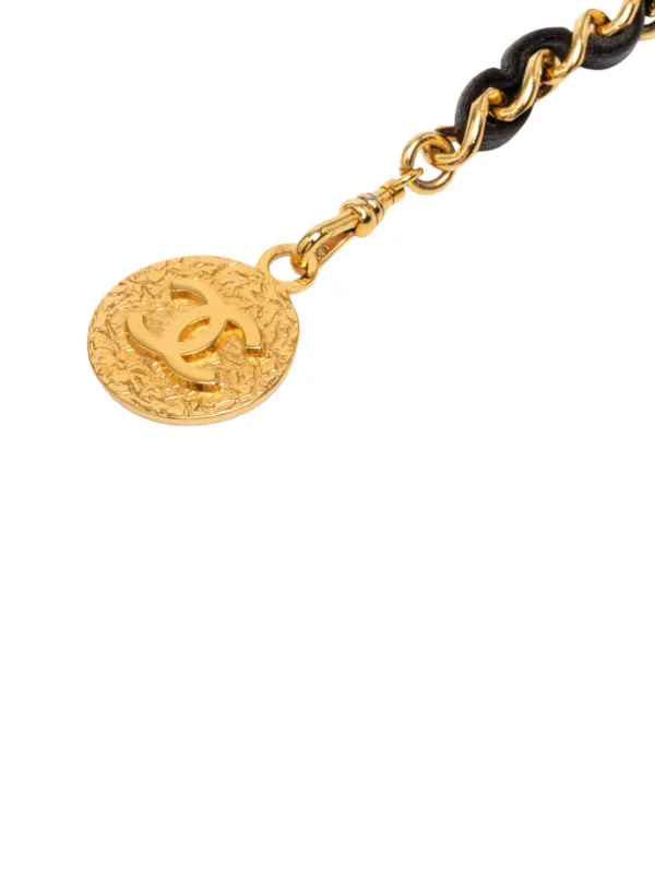 CHANEL Pre-Owned 20th Century Gold Plated Leather Woven  display picture 2