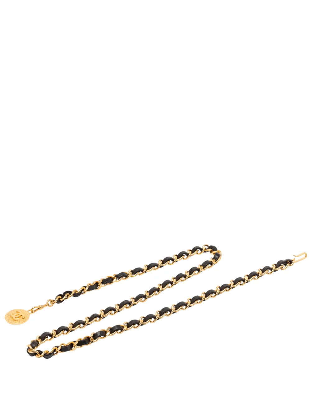 CHANEL Pre-Owned 20th Century Gold Plated Leather Woven Medallion Chain belt