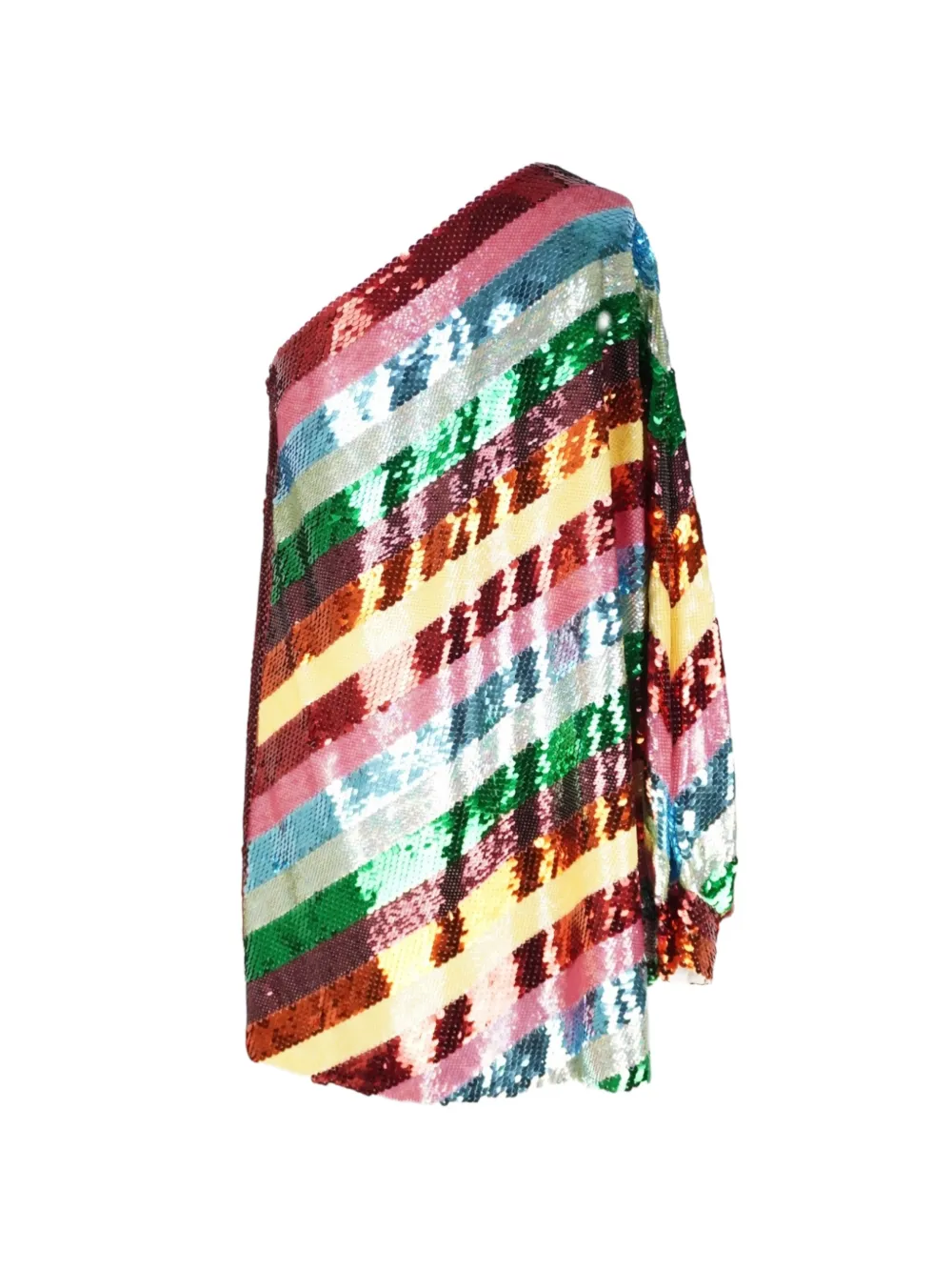 Striped-Sequined Mini Dress