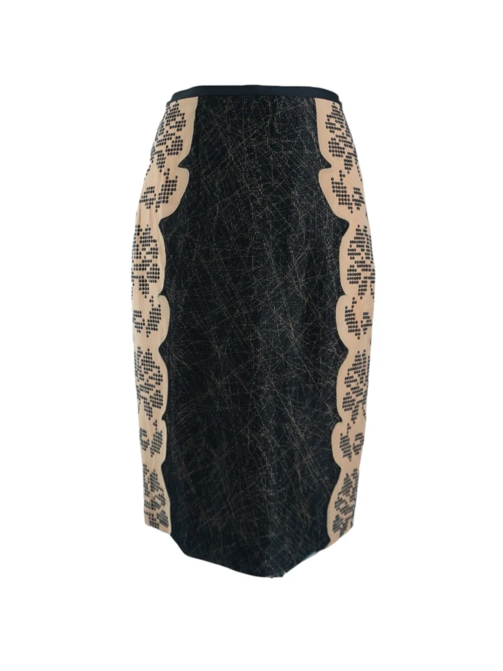 Bottega Veneta Pre-Owned printed-detail pencil skirt - Nero