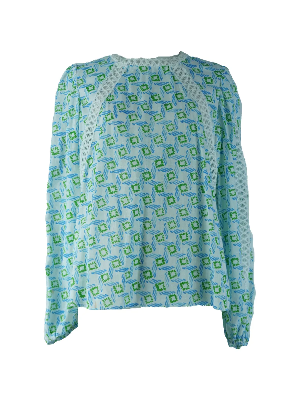 Claudie Pierlot puff-sleeve lace-trim blouse - Bianco