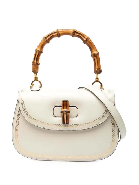Gucci Pre-Owned 2000-2015 Calfskin Frame Print Bamboo Top Handle Bag satchel