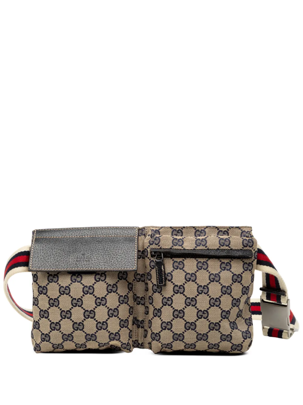 Gucci Pre-Owned 2000-2015 GG Canvas Web Double Pocket belt bag - Marrone