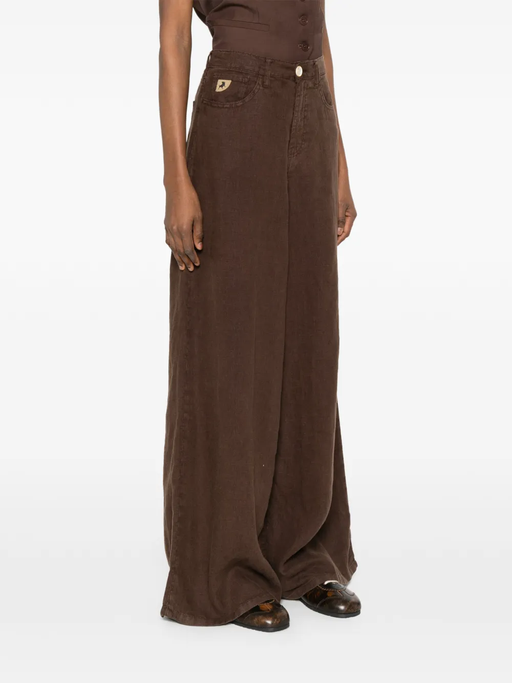  Lois Jeans Button Wide-leg Trousers - Brown 