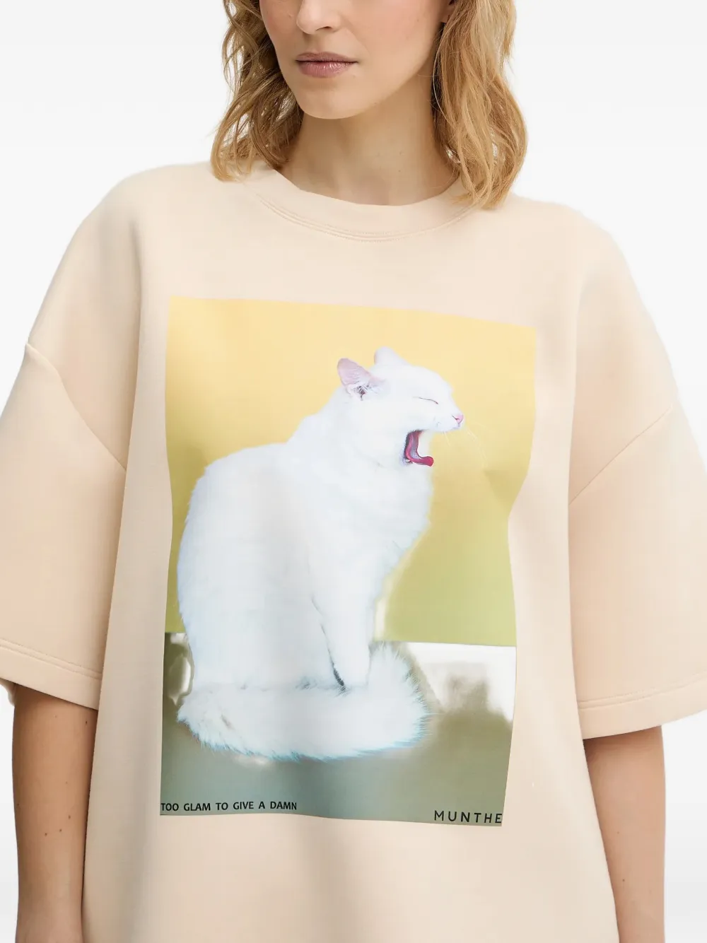 MUNTHE T-shirt met kattenprint Beige
