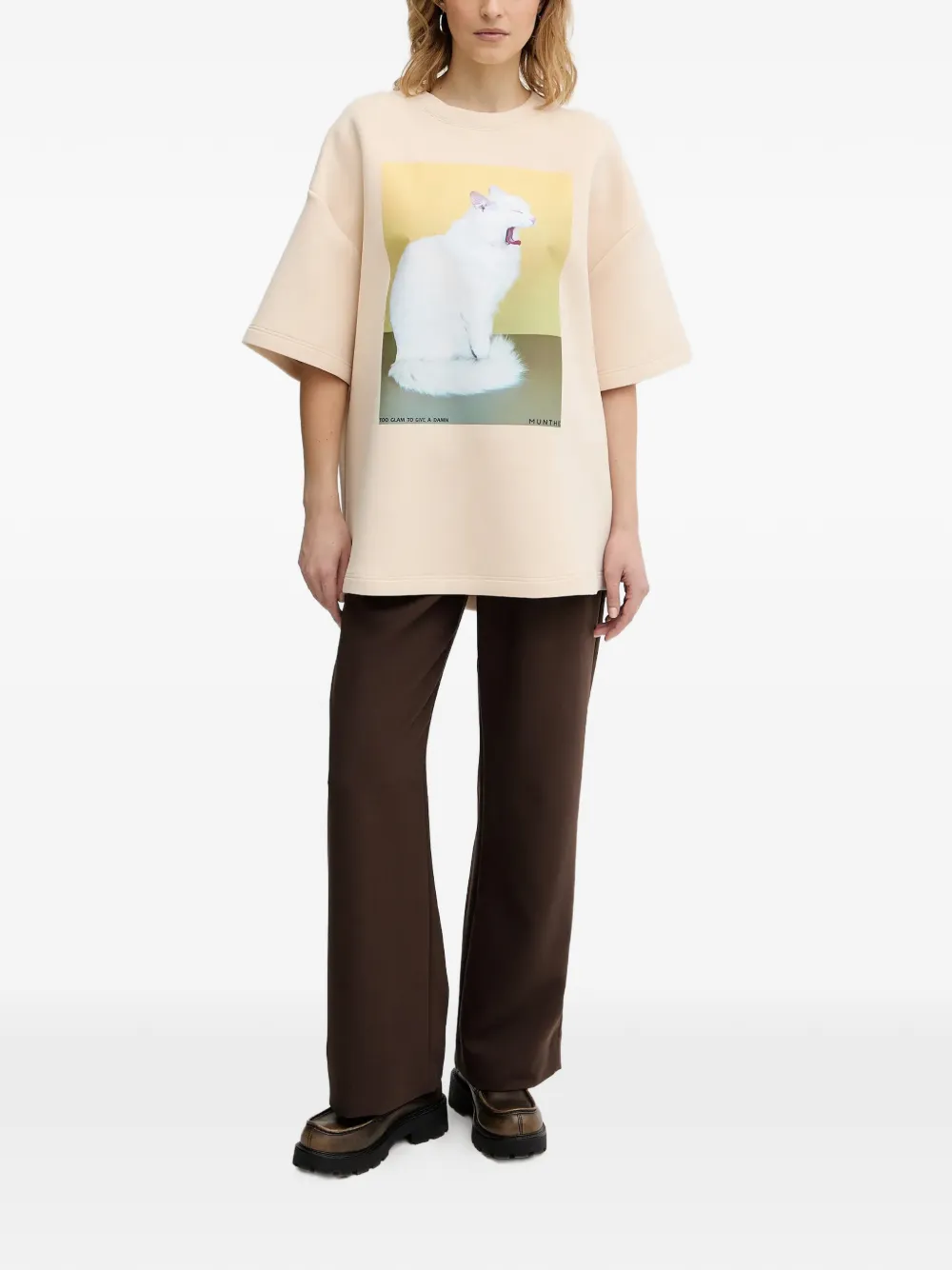 MUNTHE T-shirt met kattenprint Beige