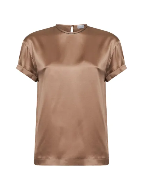 Brunello Cucinelli playera manga corta con detalle de cadena Monili