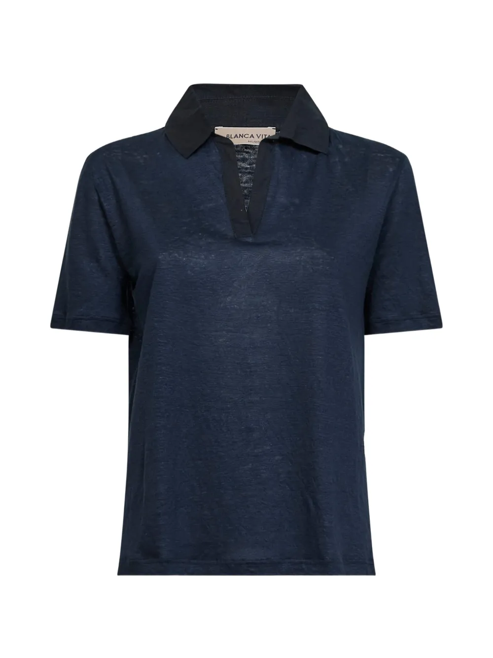 Blanca Vita V-neck polo-collar top - Blu