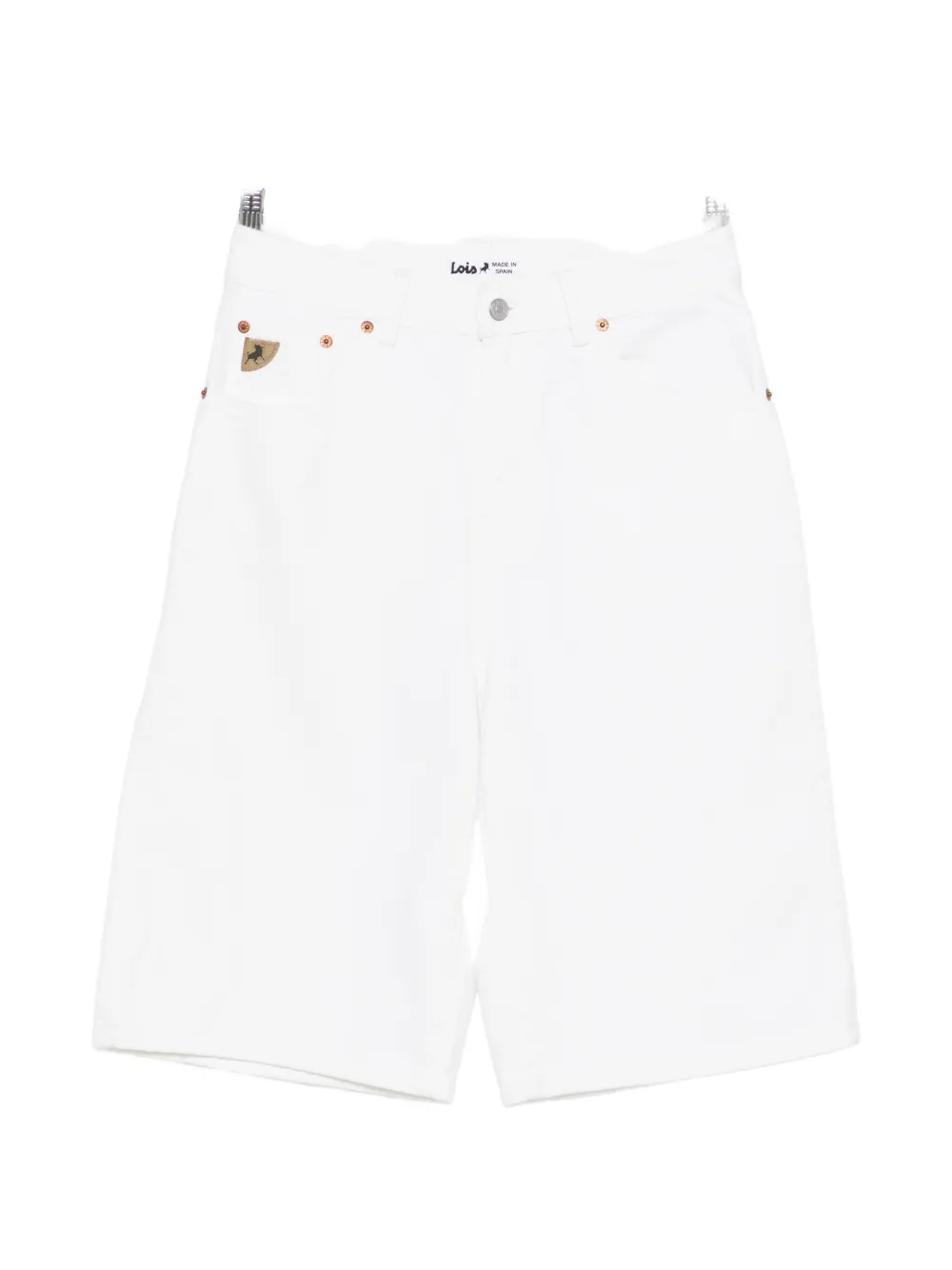 LOIS JEANS Camille logo patch shorts - Bianco