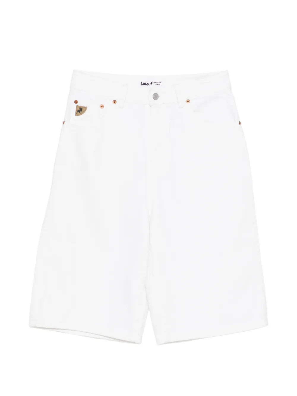 LOIS JEANS Camille logo patch shorts - Bianco