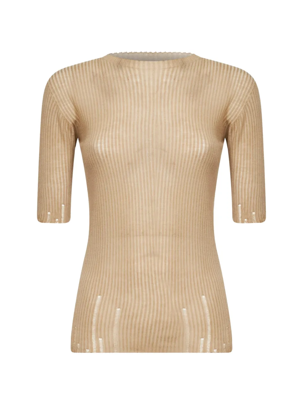 Uma Wang stitching-ladder wool top - Nude