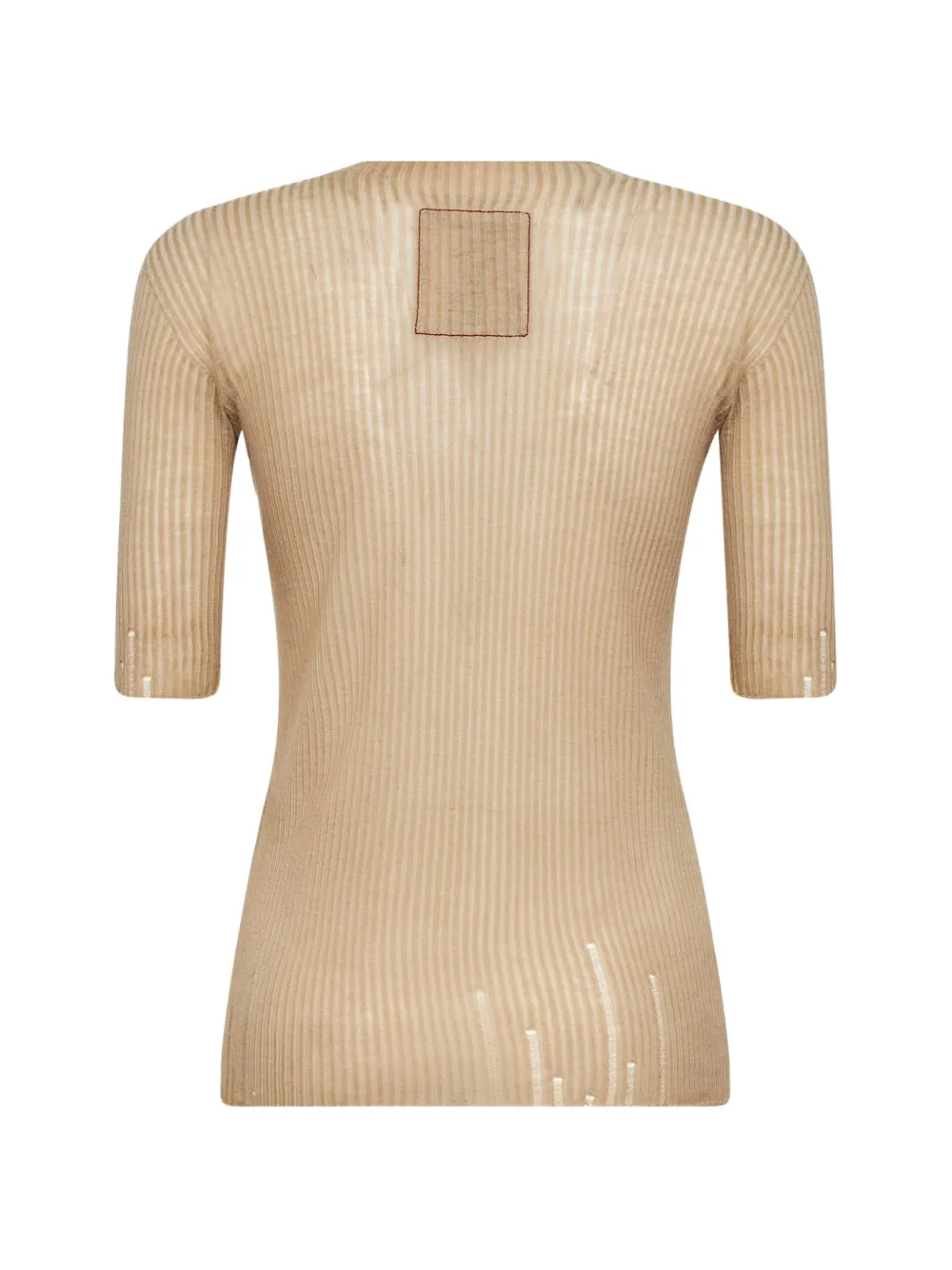  Uma Wang Ribbed Scalloped Wool T-shirt - Neutrals 