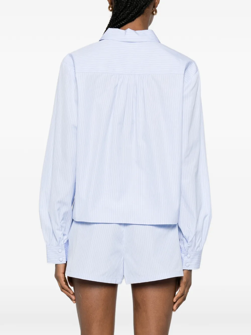 FRAME Gestreepte blouse met V-hals Blauw