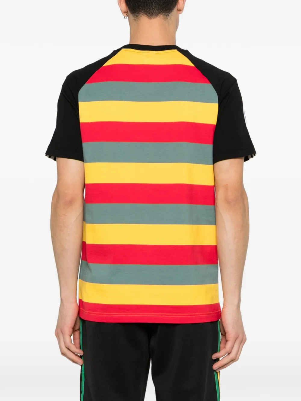 adidas Bob Marley Originals gestreept T-shirt Zwart