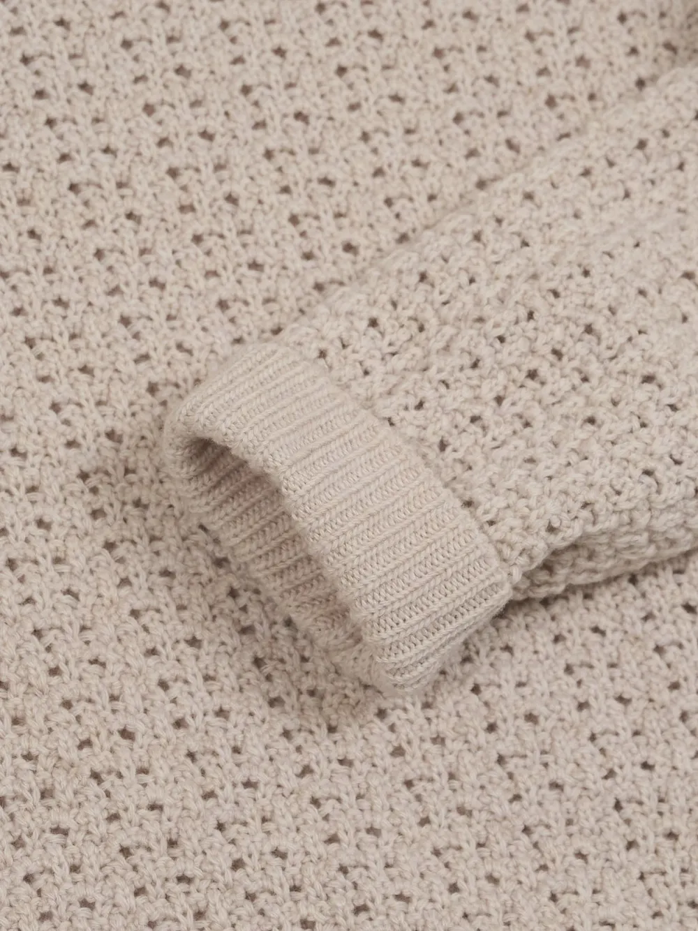  Rakki Long-sleeve Crochet Sweater - Neutrals 