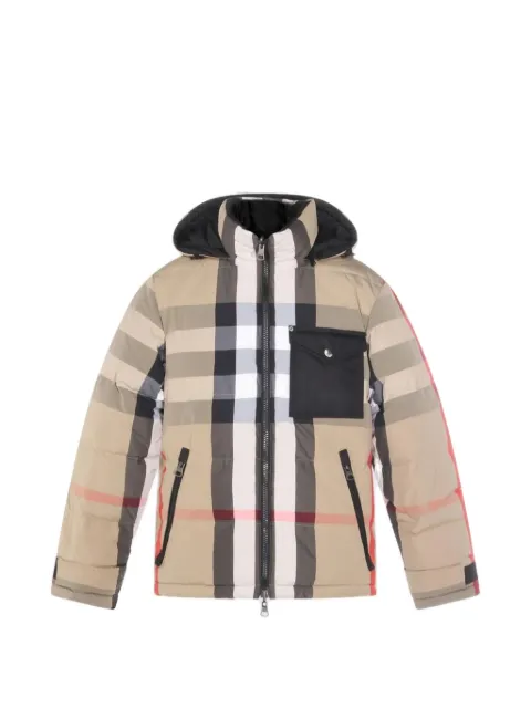 Burberry check-pattern hooded jacket