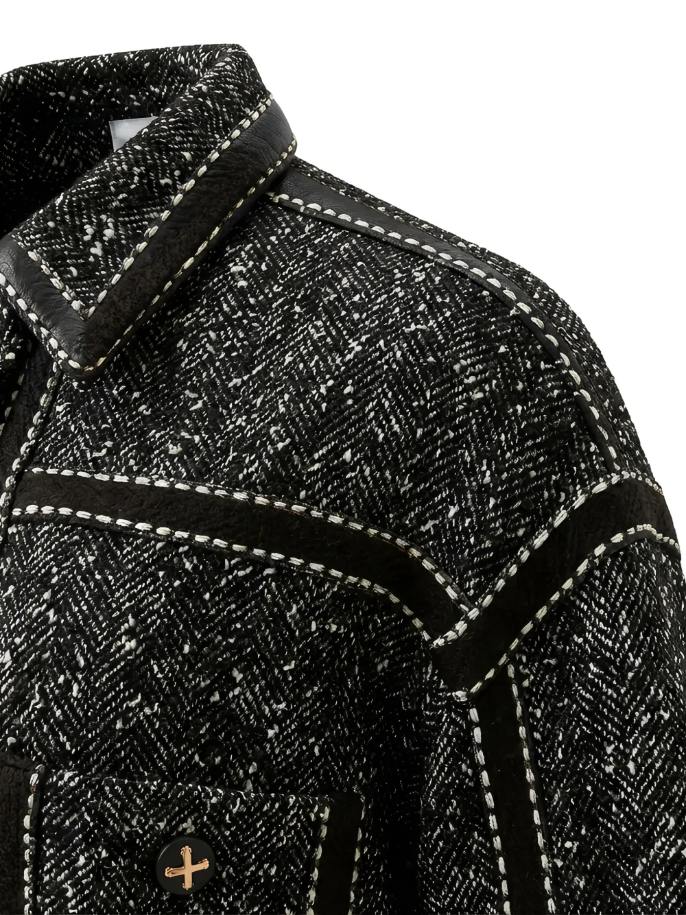 Edward Achour Paris Button-up jack met contrasterende afwerking Zwart