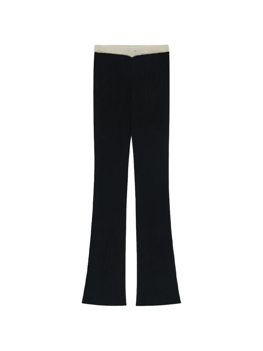 Kimhekim Geribbelde broek met contrasterende taille Zwart