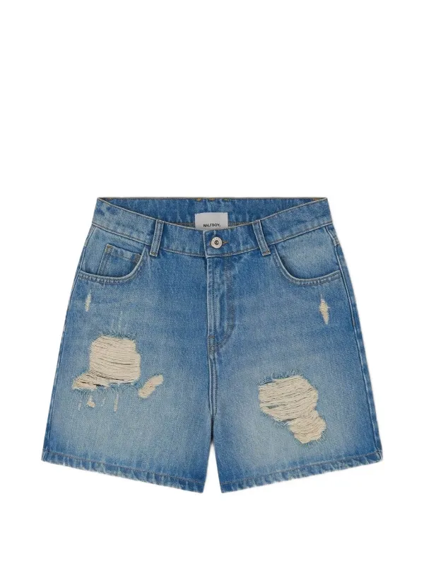 Halfboy Distressed-effect Denim Shorts in Blue