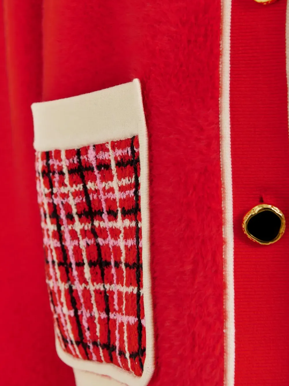  Essentiel Antwerp Tweed-collar Patch-pocket Cardigan - Red 