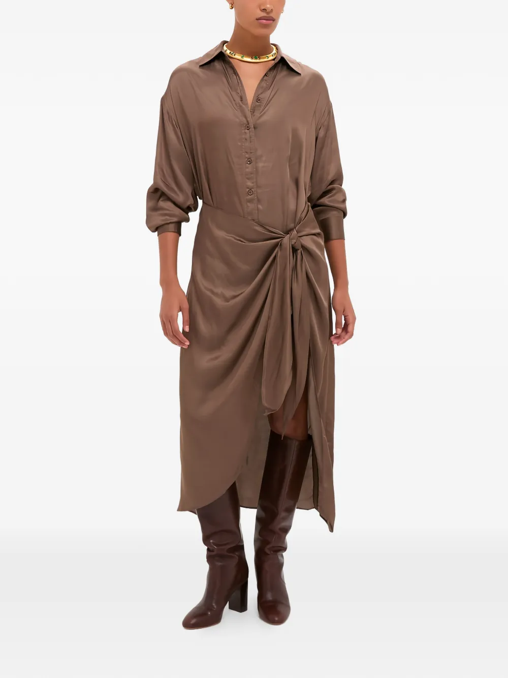 Apiece Apart Alessandra tie-waist midi dress - Marrone