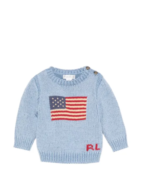 POLO RALPH LAUREN KIDS flag intarsia baby sweater