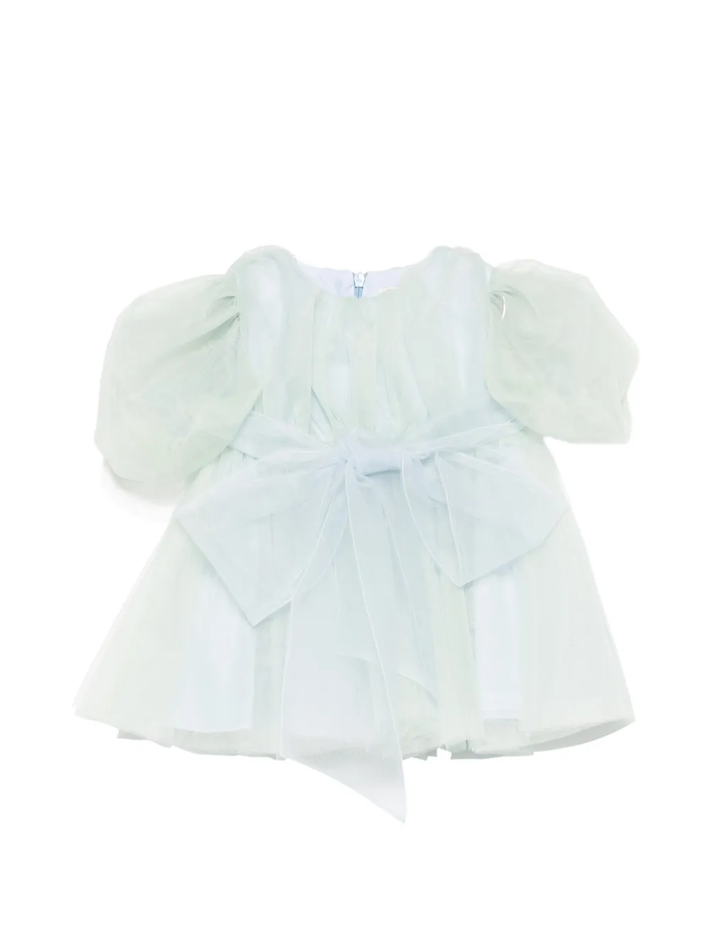 alapage puff-sleeve bow dress set - Blu