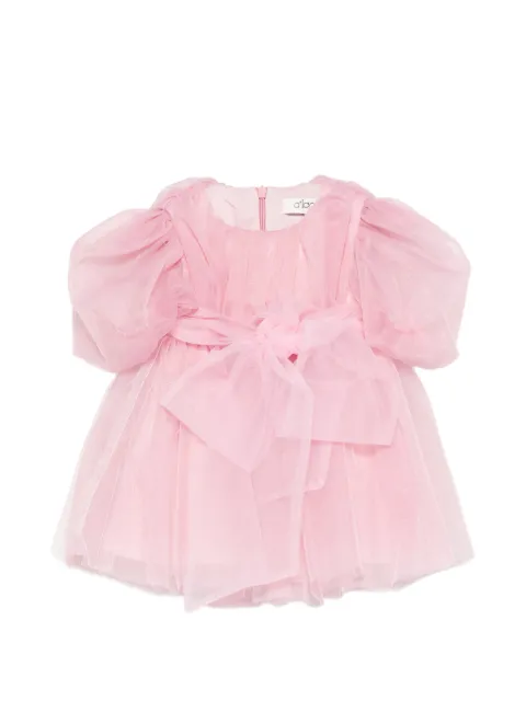 alapage puffed-sleeve bow dress set