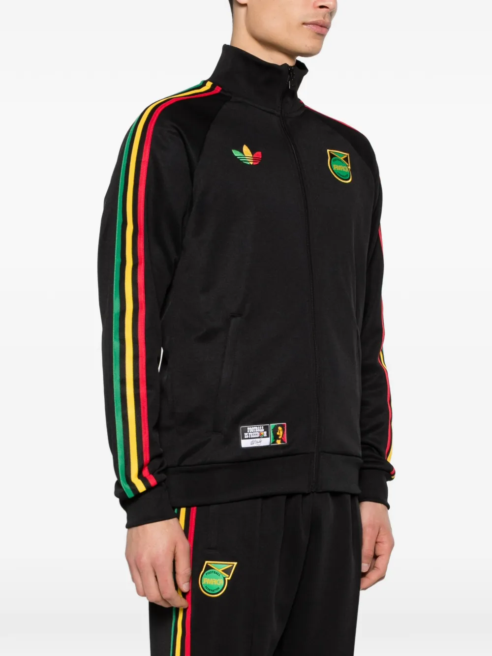 adidas x Jamaica x Bob Marley Originals gestreept jack met rits Blauw