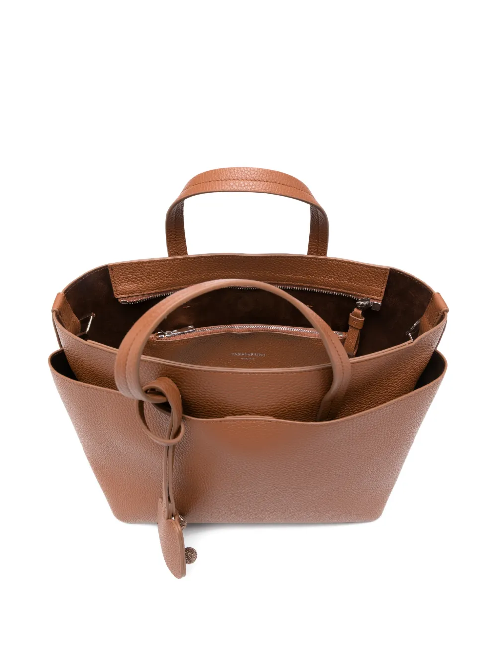 Fabiana Filippi Leren shopper Bruin