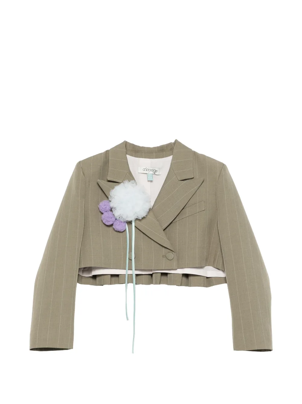 alapage pinstripe appliqué cropped jacket - Verde