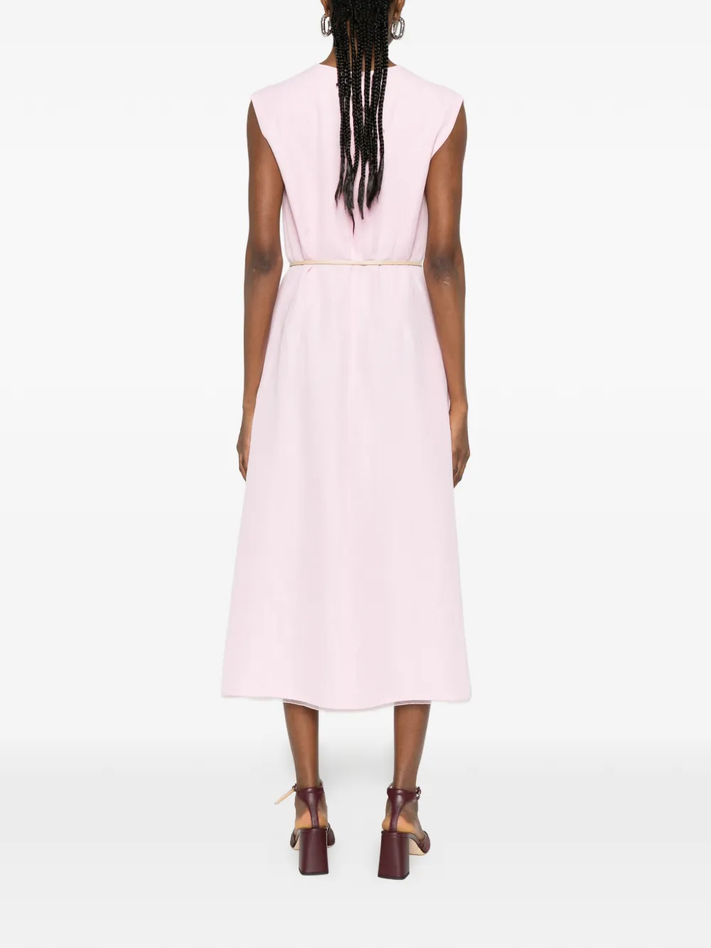 Fabiana Filippi Midi-jurk met ceintuur en V-hals Roze