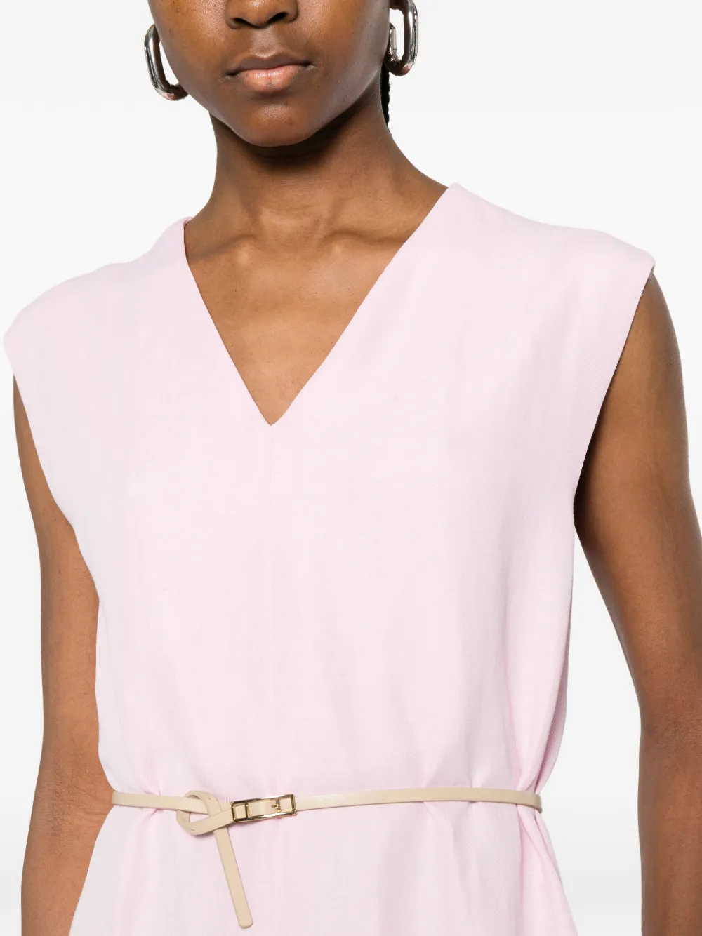 Fabiana Filippi Midi-jurk met ceintuur en V-hals Roze