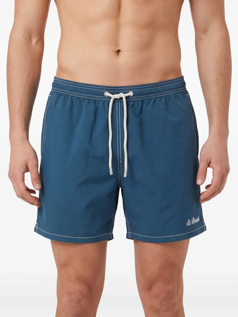 MC2 Saint Barth Shorts met contrasterende stiksels en trekkoord Blauw