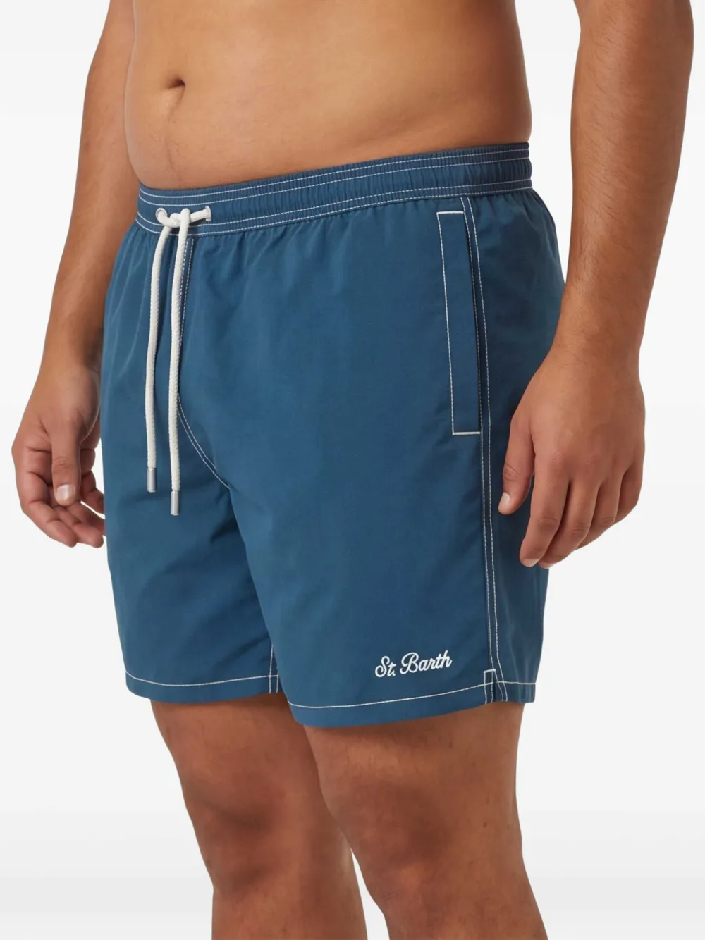 MC2 Saint Barth Shorts met contrasterende stiksels en trekkoord Blauw