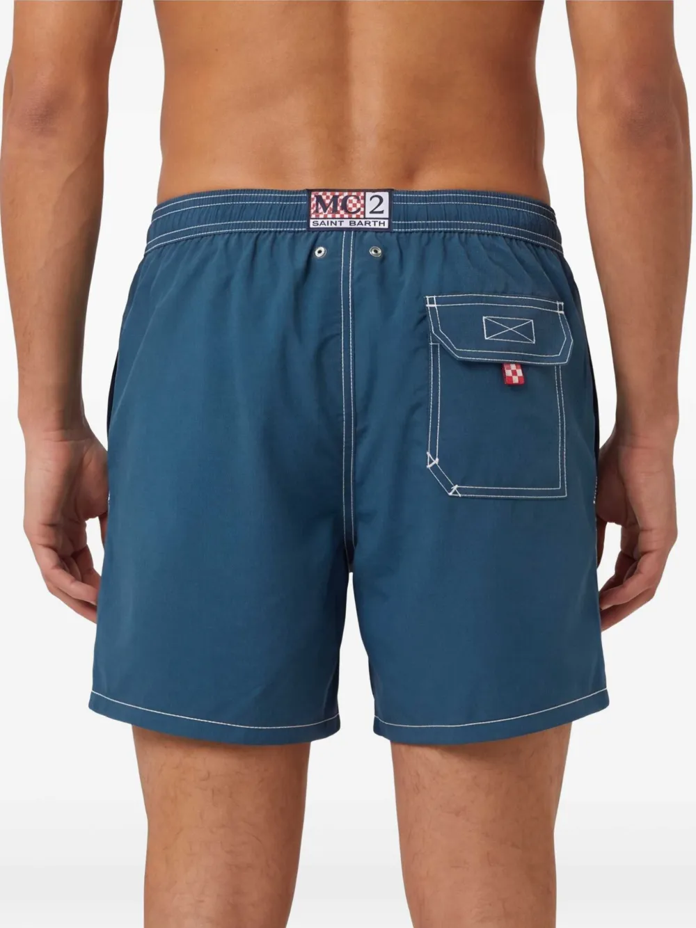 MC2 Saint Barth Shorts met contrasterende stiksels en trekkoord Blauw