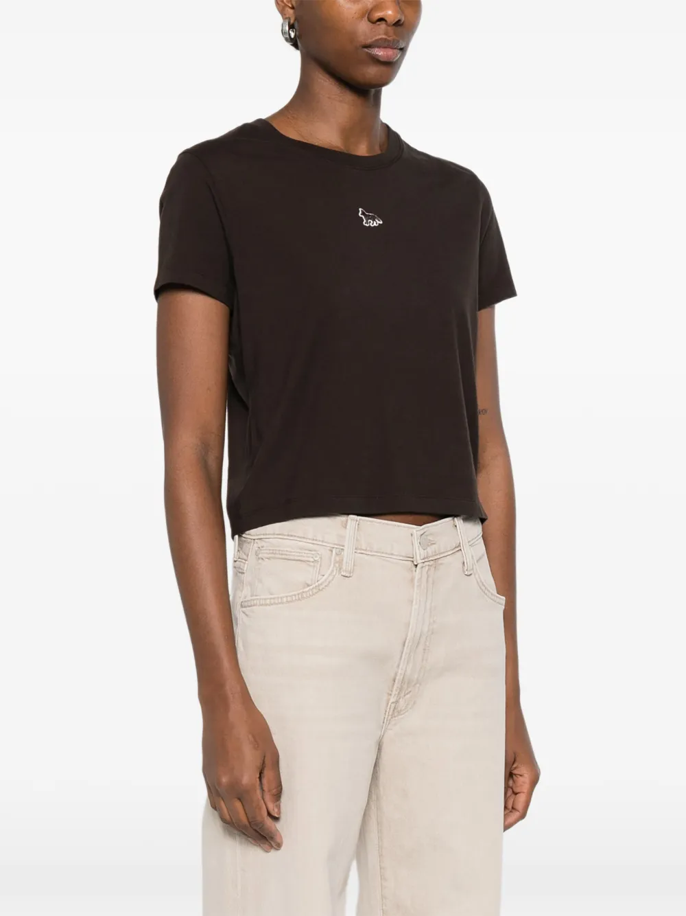  Maison Kitsuné Logo-patch T-shirt - Brown 