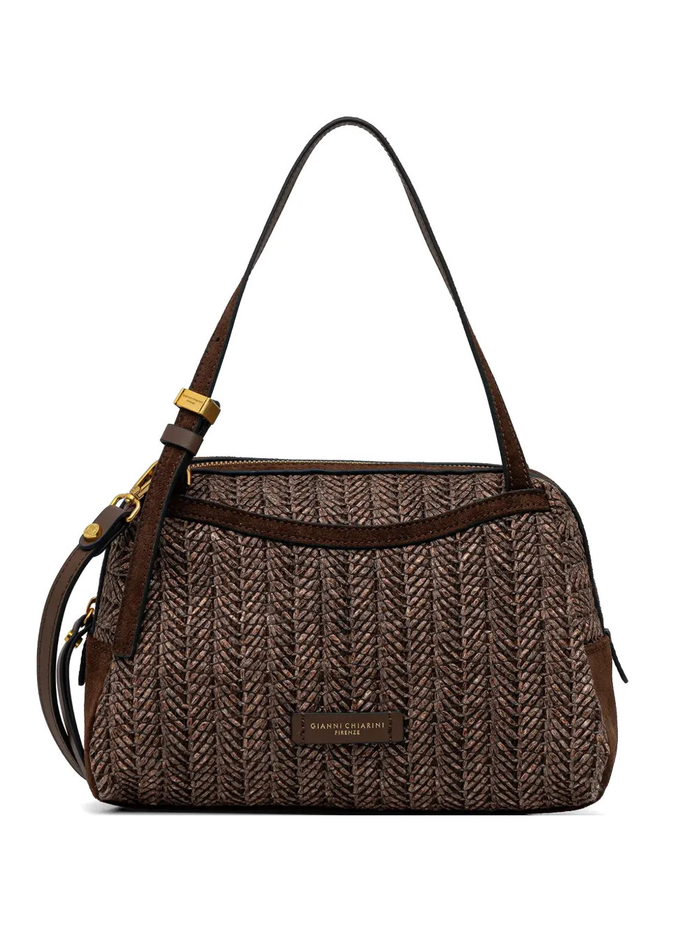 GIANNI CHIARINI Alifa herringbone textured cross body bag - Marrone