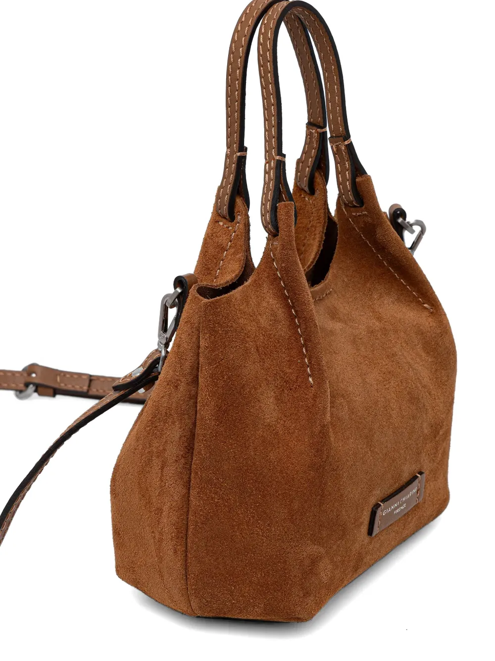 GIANNI CHIARINI Suède schoudertas met handgreep Bruin