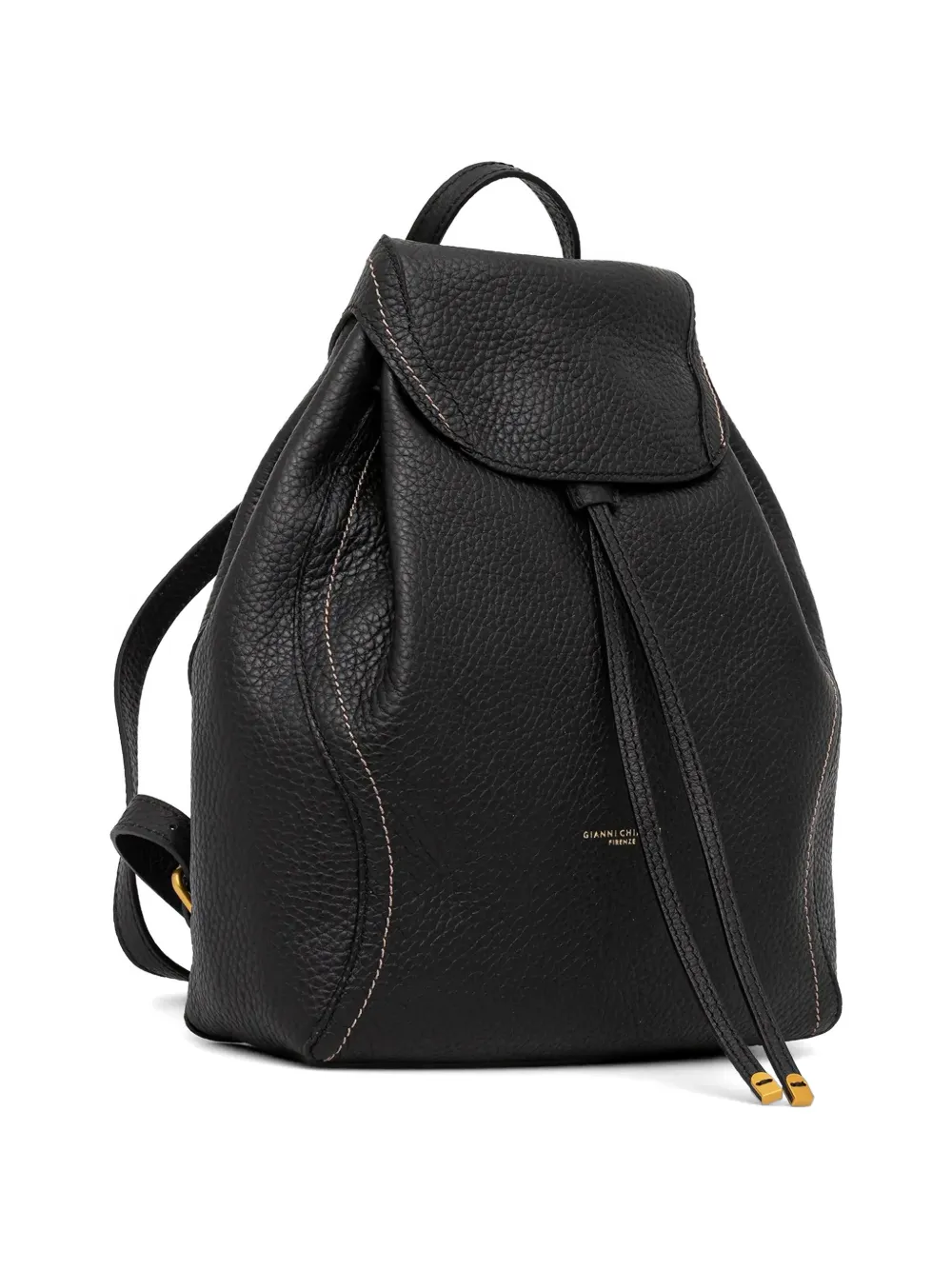  Gianni Chiarini Drawstring Leather Backpack - Black 