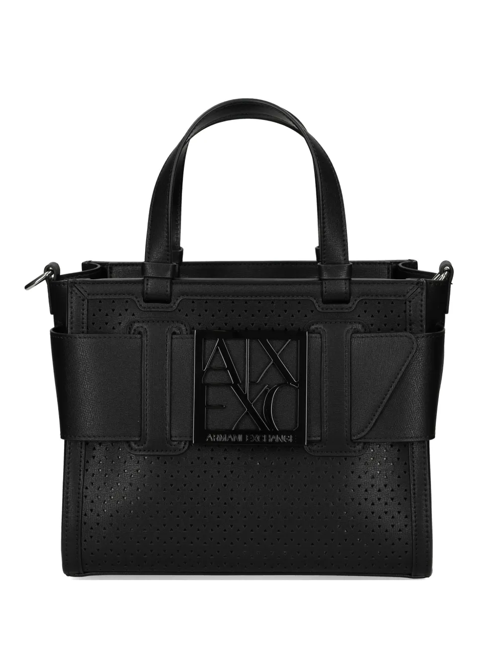 Armani Exchange perforated logo tote bag - Nero