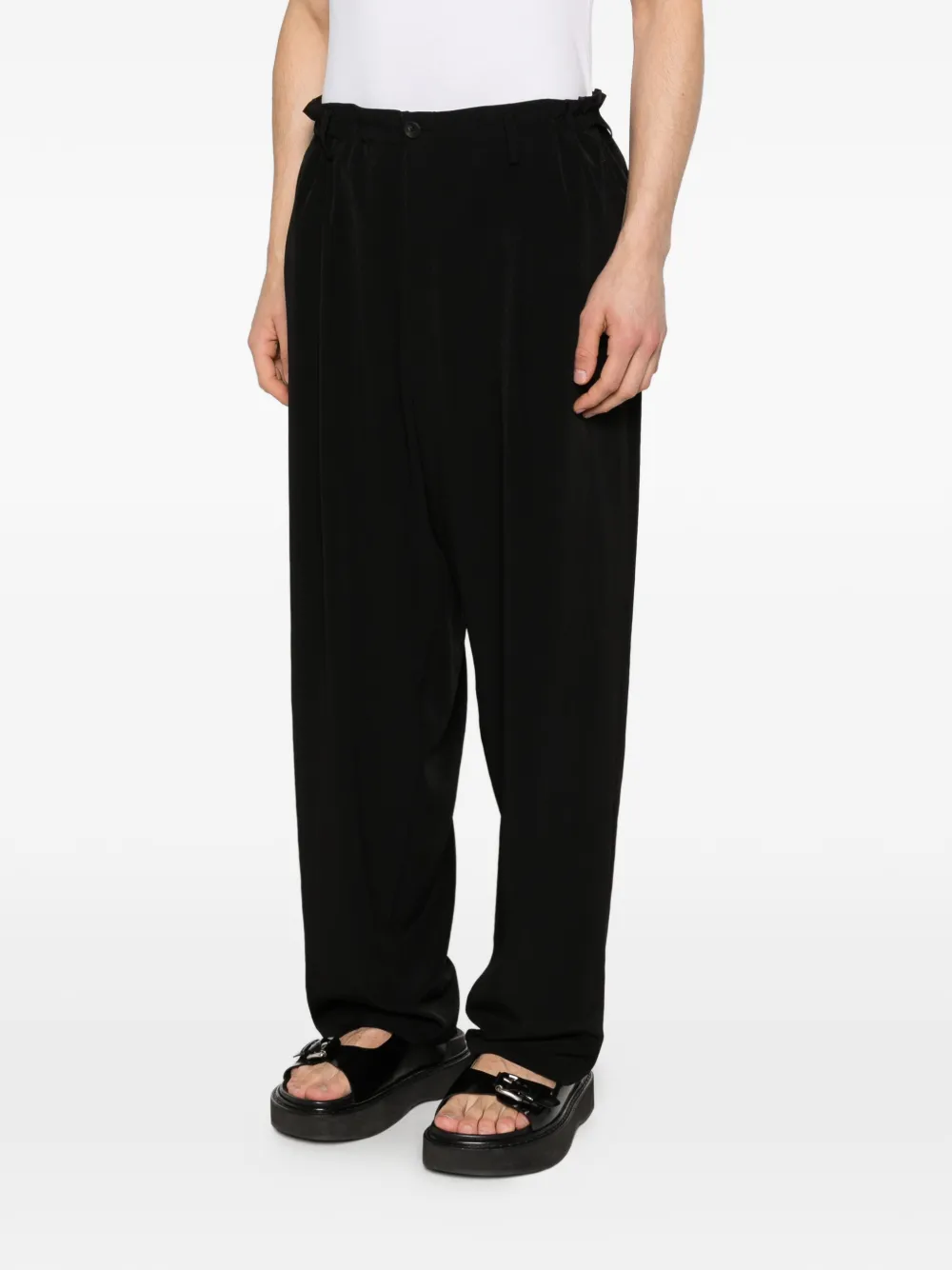 Yohji Yamamoto Broek met geplooide voorkant Zwart