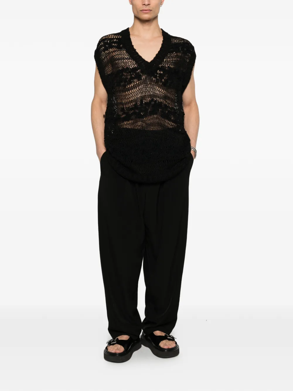 Yohji Yamamoto Broek met geplooide voorkant Zwart