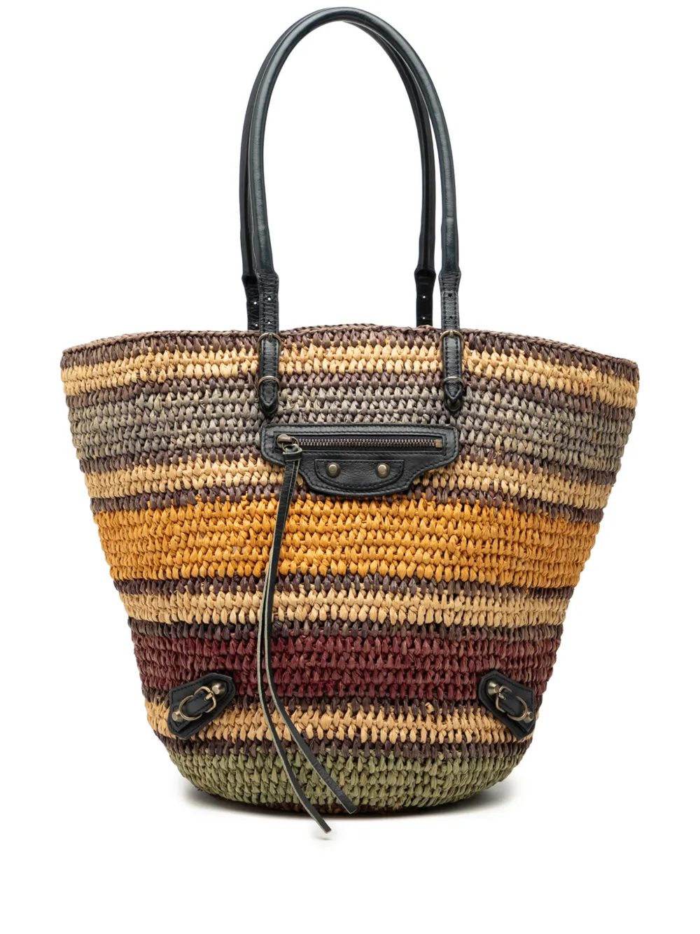 Balenciaga Pre-Owned 2005-2026 Raffia Motocross Panier Basket tote bag - Marrone