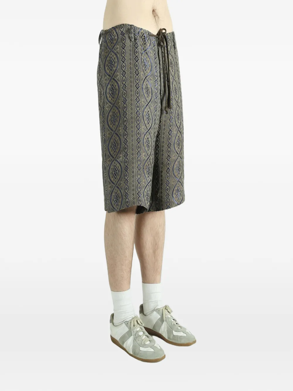  Uma Wang Pallor Patterned Drawstring Shorts - Grey 