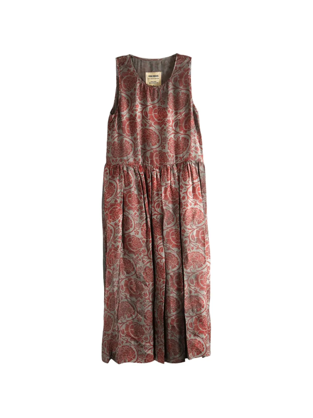 Uma Wang floral sleeveless midi dress - Grigio