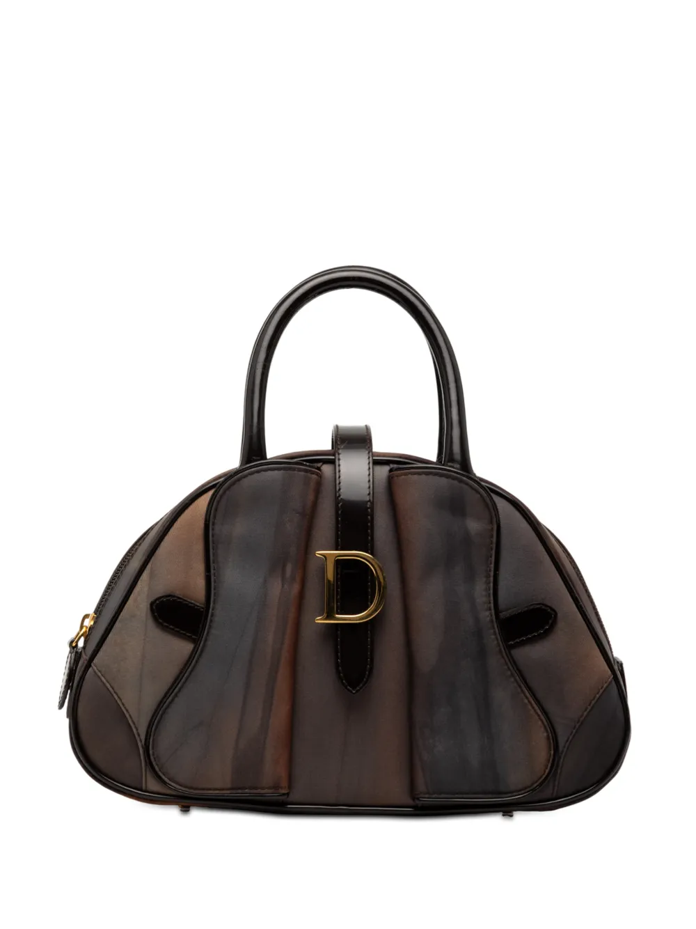 Christian Dior Pre-Owned 2001 Mini Printed Nylon Double Saddle Bowler Bag handbag - Marrone