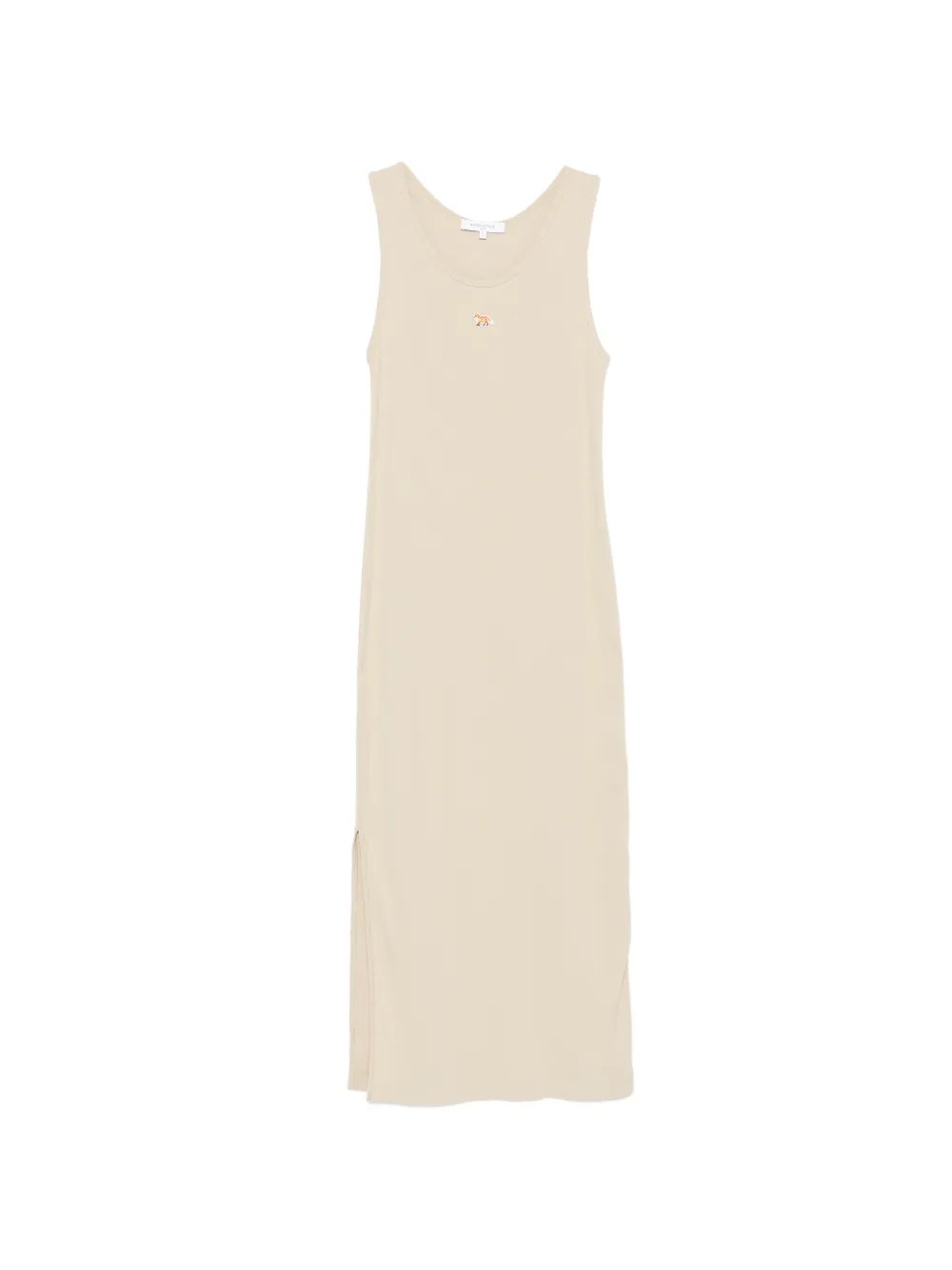Maison Kitsuné embroidered side-slit midi dress - Toni neutri