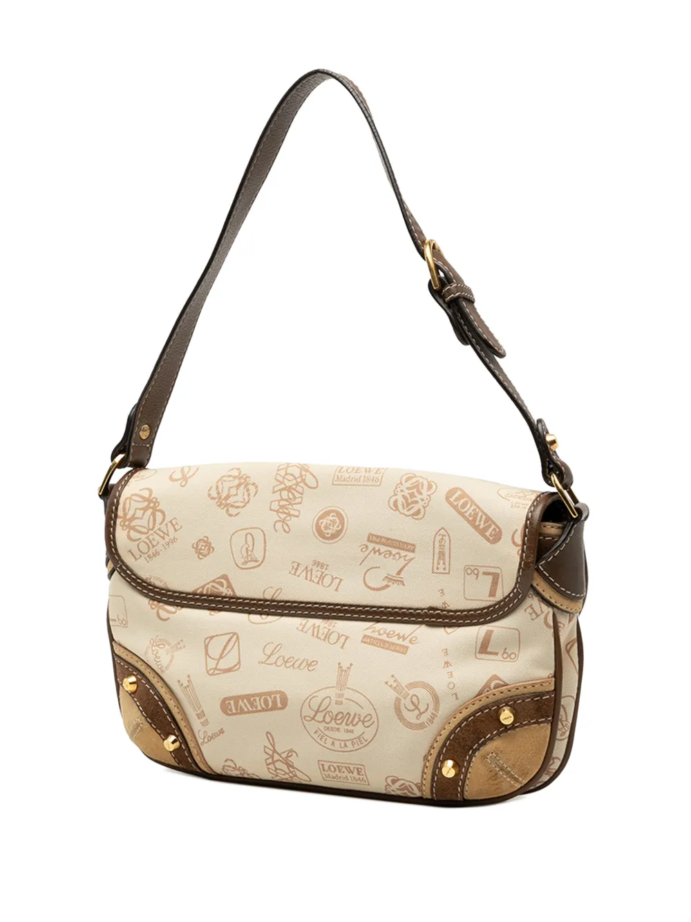  Loewe Pre-owned Borsa A Spalla 160th Anniversary In Tela Con Battente E Finiture In Pelle Scamosciata 2006 - Marrone 